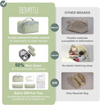 BOYATU Travel Makeup Bags for Women: Large Capacity Make up Bag with Wide Opening - 3 Pcs Set Waterproof Travel Toiletry Organizer for Full-Sized Bottles, Cosmetics & Brushes (Light Green-W)