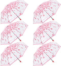 6 Pack Cherry Blossom Umbrella Clear Folding Travel Transparent Floral Rain Umbrellas For Adult Kids Girls Romantic Flower Wedding Decoration Auto Open Umbrella