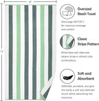 Bornbay Large Beach Towel Oversized - 40"X70" Big Cute Beach Towels, Extra Large Thick Green Pool Towel, XL Beach Towel Oversize, Giant Striped Cotton Towel for Adults