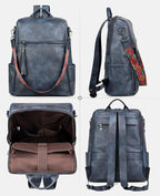 FADEON Leather Laptop Backpack for Women Designer 15.6 inch PU Laptop Bag, Ladies Travel Computer Work Backpack Blue