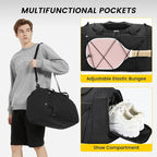 Vorspack Gym Bag for Men - 21 Inches Duffle Bag for Travel Lightweight Duffel Bag with Shoe Compartment Personal Item Travel Bag Weekender Bag for Travel Sports Gym - Black