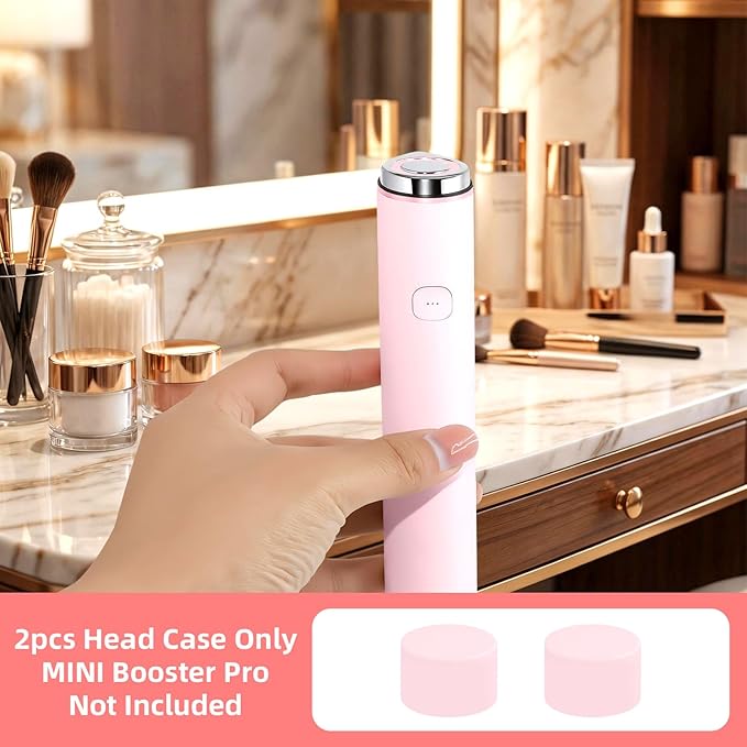 2Pcs Silicone Protective Head Case Suitable for Mini Booster Pro，Beauty Device Cover Head Cap for Mini Booster Pro Accessory (Pink)