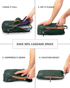 Compression Packing Cubes for Travel, 6-Piece Lightweight Packing Cubes Set for Carry-On Luggage & Backpacks – TRIPPED Travel Gear (Green and Brown)