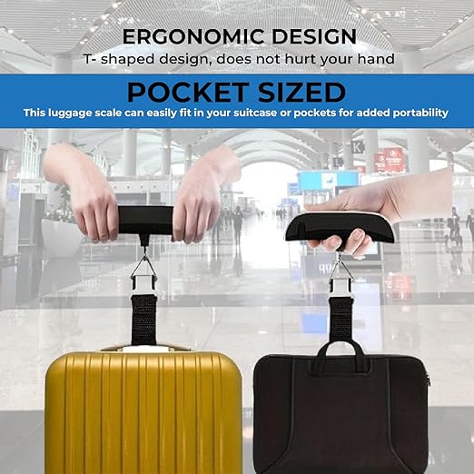 Luggage Scale, Digital Portable Handheld Suitcase, Travel Hanging Baggage with Backlit LCD Display, 50kg/110Pounds, Silver