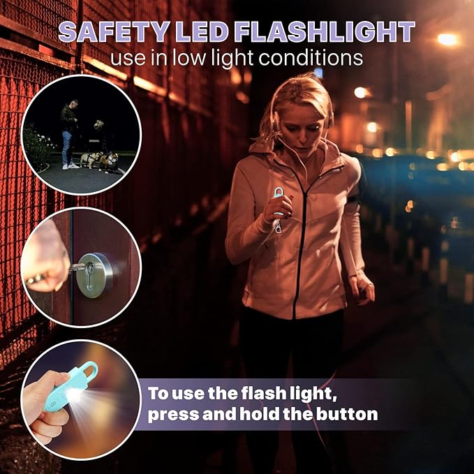 Safe Sound Personal Alarm, 2 Pack 130 dB Loud Siren Song Emergency Security Alarm Keychain with Strobe LED Light, Personal Sound Safety Siren for Women, Men, Children, Elderly