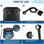 Portable Shower for Camping, [Upgraded] Spopal 8000mAh Rechargeable Camping Shower with 5 Adjustable Speeds, 4 Spray Modes with Collapsible Bucket with Handle 20L for Hiking, Travel, Car, Pet