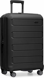 Traveler's Choice Pagosa Hardshell Expandable Luggage with Spinner Wheels, Black, 26-Inch Medium