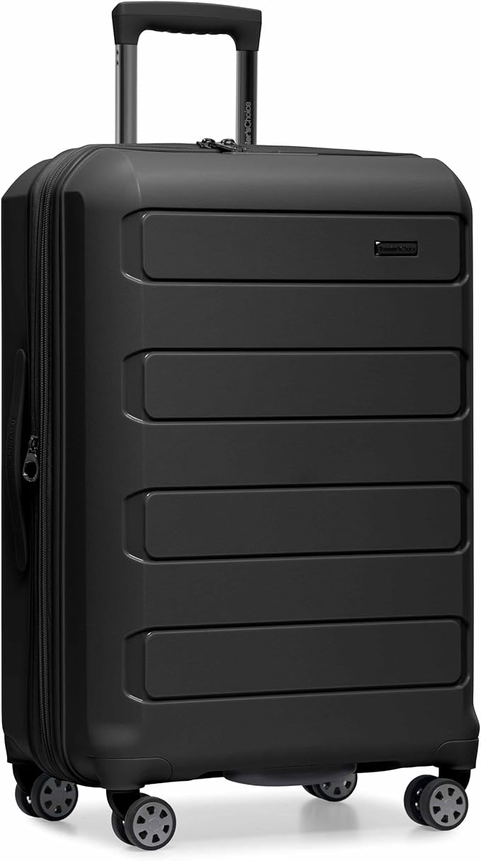 Traveler's Choice Pagosa Hardshell Expandable Luggage with Spinner Wheels, Black, 26-Inch Medium