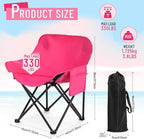 2 Pack Compact Camping Chairs Portable Folding for Outside with Carry Bag Lightweight Moon Chairs for Travel Picnic Hiking Beach Fishing, 600D Oxford, Supports 330lbs(Pink)
