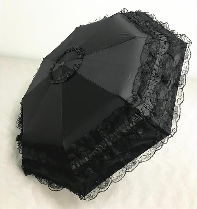 URAWESO Vintage Lace Parasol Gothic Lolita Umbrella UV Sun Protection Witch Cosplay Photoshoot Props Party Decoration