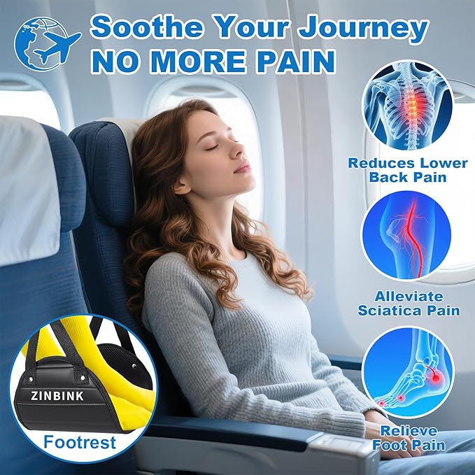 Airplane Foot Hammock, Portable Foot Hammock for Plane Travel to Relax Your Feet, Plane Travel Essentials Comfy Foot Rest Hanger Plane Footrest for Long Trip