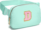 Gitus Belt Bag Fanny Pack Crossbody Bags with Initial Letter Patch Cute Stuff Birthday Gifts for Teenager Girls Trendy Preppy Stuff for Teen Girls Cool Stuff for Teens (Mint Green-D)