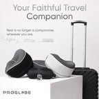 Proglobe Travel Neck Pillows for Airplanes, Sleeping Essentials for Long haul Flights, 360° Head Support, Car and Airplane Kit with 3D Contoured Eye Mask, Earplugs and Luxury Mesh Bag (Adult, Grey)