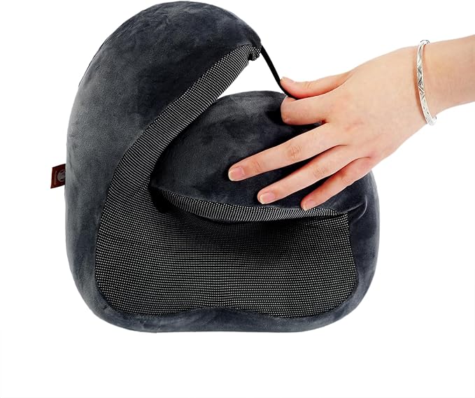 Memory Foam Travel Pillow, Neck Pillow with 360-Degree Head Support, Comfortable and Lightweight, Ideal for Sleeping on Airplane, Car, Train, Bus and Home Use, Comes with Storage Bag (Grey)