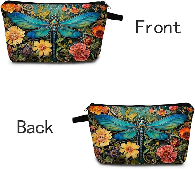 Dragonfly Print Women Makeup Bag Outdoor Portable Cosmetic Bag Toiletry Kit Travel Organizer