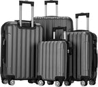 4 Piece Luggage Sets — ABS Hardside Suitcase Set with Spinner Wheels, TSA Lock, Expandable for Travel Business Trips Family Vacations, 16/20/24/28 Inch, Gray