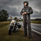 Milwaukee Leather MPM9510 Men's Black Water-Resistant Motorcycle Rain Suit with Hi Vis Reflective Tape