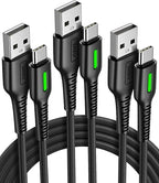 INIU USB to C Cable, 3 Packs [1.6ft+6.6ft*2] 3.1A USB A to USB C Fast Charging Cable, Braided Type C Phone Charger Cord for iPhone 16 15 Pro Samsung Galaxy S21 S20 S10 S9 Pixel LG Android