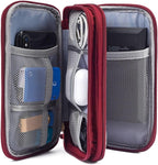 CAAORDKSO Electronic Cord Organizer Travel Case, Travel Cable Organizer Bag, Waterproof Electronic Accessories Carry Pouch for Cable, Cord, USB, Charger, Phone, Power Bank, Earphone (Wine Red, Medium)