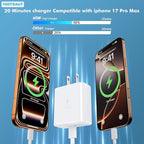 i Phone 17 Charger Fast Charging，45W Fast Charging Replacement for 17/17Pro/17Pro Max/17 Air/ 16 Pro Max/16 Pro/16/16Plus/15 Pro Max/15 Pro/15/15Plus,i Pad and More，10FT Type C Cords