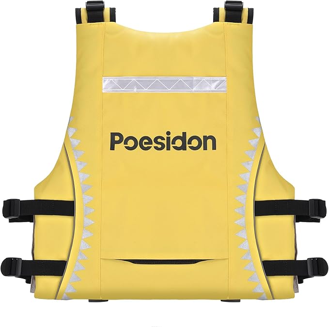 Poseidon Adjustable Water Safety Life Jacket - Classic Unisex Design with Front/Rear Storage Compartments for Multiple Water Activities