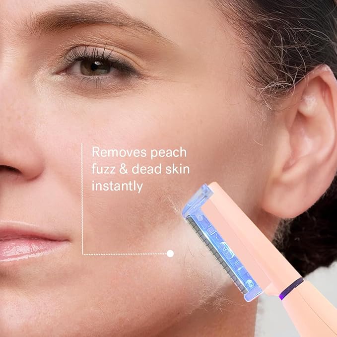 Michael Todd Beauty Sonicsmooth Pro+ Dermaplane Razor for Women Face + Eyebrow Trimmer Dermaplaning System w/LED Light Peach Fuzz Remover -16 Dermaplaning Blades & 2 Microsmooth Exfoliation Tips