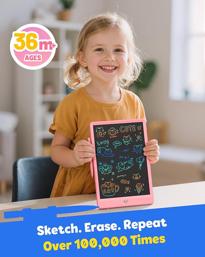 TEKFUN LCD Writing Tablet Doodle Board, 8.5inch Colorful Drawing Pad for Kids,Toys Gifts for 3 4 5 6 7 8 Year Old Girls Boys Pink