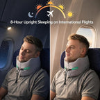 Travel Neck Pillow for Airplane: Neck Brace-Like Support 360° Chin Lock for Men in Middle Seat Sleep - Zero Head Slumping into Strangers - 8-Hour Upright Sleeping Without Neck Pain