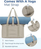 BAGSMART Tote Bag for Women, Tote Bag with Zipper Work Tote with Compartments Nurse Shoulder Hanbag for Travel, Gym