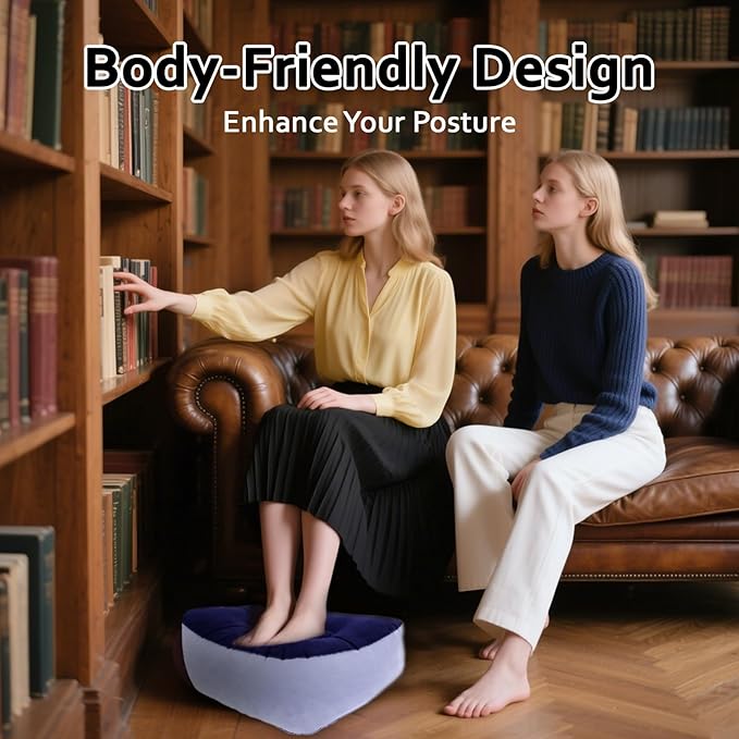 + Inflatable Foot Rest, Portable Foot Rest, Inflatable Airplane Foot Rest Pillow - Portable Travel Foot Elevator, Head Pad, Lightweight Foot Stool for Economy Class, Upgrade Version (Grey)