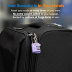 Forge TSA Approved Luggage Locks, Re-settable Combination with Alloy Body, Light Purple 2 PK, for Luggage, Suitcase, Backpack and More.