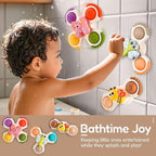 ALASOU 3PCS Pop Suction Cup Spinner Sensory Airplane Travel Toys for 1 Year Old Boy Girl Infant Toddlers|Novelty Spinning Tops 12 18 Months|1 2 Year Old Boy Birthday Gift|Baby Bath Toy Kids Ages 1-3