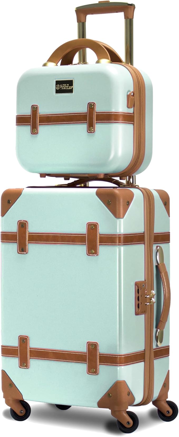 World Traveler VentureX Airline Approved 2-Piece Carry-On Luggage Set – Lightweight Hardside Polycarbonate Suitcase with Spinner Wheels - Gatsby Mint