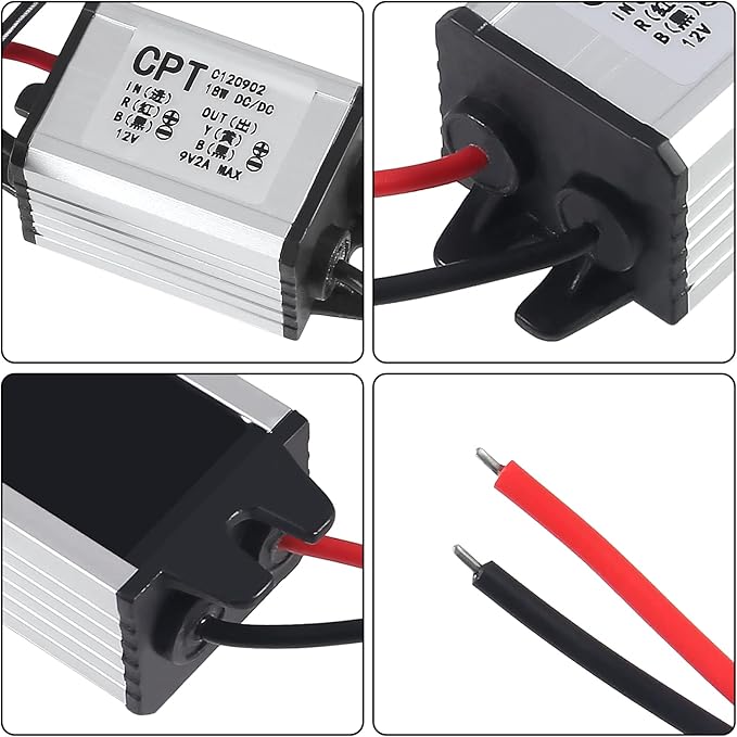 2pcs 12V to 9V Buck Converter DC 8-35V to 9V 2A 18W Voltage Regulator Power Supply Module, 9V 12V 24V Waterproof Car Volt Step Down Buck Converter