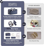BOYATU Travel Makeup Bags for Women: Large Capacity Make up Bag with Wide Opening - 3 Pcs Set Waterproof Travel Toiletry Organizer for Full-Sized Bottles, Cosmetics & Brushes (Blue-W)