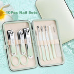 Manicure Set, 10 pcs High-Carbon Steel Nail Clippers Set, Portable Mini Manicure and Pedicure Kit, Travel Grooming Nail Kit with Leather Bag for Men and Women