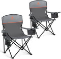 ALPHA CAMP Camping Chairs 250LBS Capacity, Heavy Duty Folding Chair with 4-Can Cooler Bag, Portable Outdoor Chair with Cup Holder for Adults, Collapsible for Tailgating, Beach, Fishing,Black,2PC