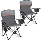 ALPHA CAMP Camping Chairs 250LBS Capacity, Heavy Duty Folding Chair with 4-Can Cooler Bag, Portable Outdoor Chair with Cup Holder for Adults, Collapsible for Tailgating, Beach, Fishing,Black,2PC