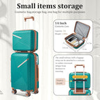 4 Piece Luggage Set, Hardside Expandable Lightweight Suitcase with 360° Mute Spinner Wheels Luggage Sets, TSA Lock, 14/20/24/28 Inch Travel Luggage for Men, Women and Girls (Coral+Green)