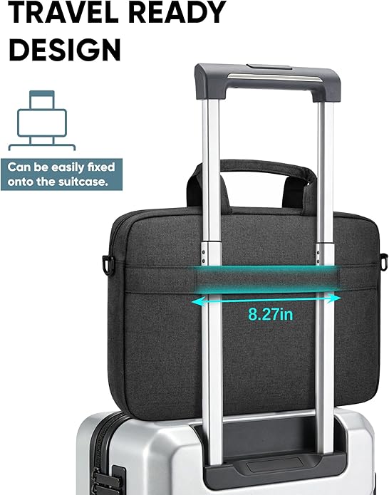Bulado Laptop Bag with File Organizer, Water-Resistant Laptop Case, 15.6 Inch Multi-Compartment Work Bag for Men and Women, Carry-On for Business Commute Work Travel Trip