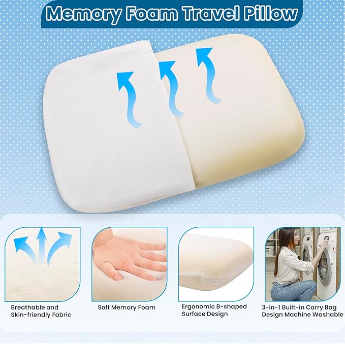 Blanket Pillow for Airplane Travel Essentials - 3 In 1 Travel Blanket and Pillow Set for Women Gifts, Plane Compact with Bag for Long Flight, International Traveler Must Haves Flying Accessories(Gray)