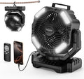 Socool 40000mAh Camping Fan Rechargeable, Battery Operated Portable Outdoor Fan Remote, 136Hrs & 4-Speed Cordless Oscillating, Table Fan with Light & Timer for Tent RV Jobsite Hurricane Power Outage