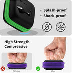 2Pack Square Earbud Case Portable EVA Carrying Case Storage Bag Cell Phone Accessories Organizer with Carabiner for Earphone, Earbud, Earpieces, SD Memory Card, Camera Chips-Purple/Green