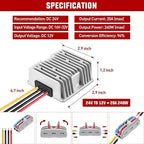 Nilight 24V to 12V Voltage Converter 240W 20A Regulator Step Down to 12VDC Waterproof DC Convert Reducer Power Supply Transformer Module for Golf Cart Scooters Trucks