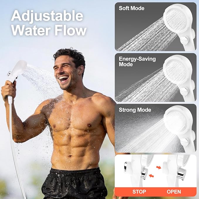 Portable Shower for Camping with 7800mAh Battery, Rechargeable Camping Shower with Intelligent LED Display, 3 Spray Modes, IPX8 Waterproof Outdoor Camp Pump for Hiking, Travel, Car, Pet