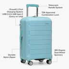 Traveler's Choice Pagosa Hardshell Expandable Luggage with Spinner Wheels, Baby Blue, 22-Inch Carry-on
