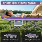 ZENPETIO 28In Folding Camping Cot for Adult, Portable Sleeping Cot with Mattress, Outdoor Heavy Duty Cot Bed for Camp with Carry Bag for Home, Office, Camp, Travel, Vacation-Purple