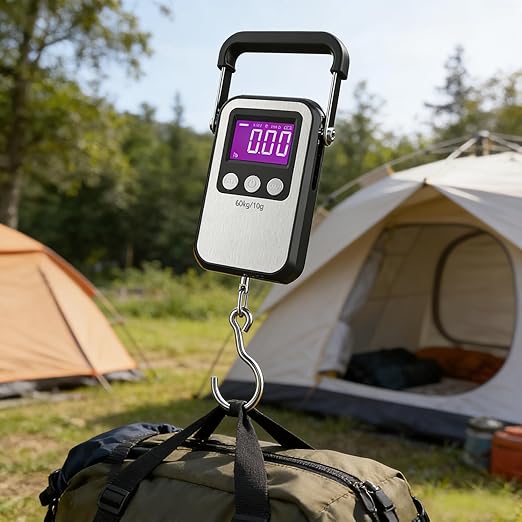 Luggage Scales 132lb Portable Digital Hanging 60kg Fishing Scale, 2 AAA Batteries (Not Included)