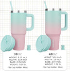 BJPKPK Tumbler With Handle And Straw 40oz Insulated Tumbler Cups With Lid Stainless Steel Travel Coffee Mug,Bubble Gum