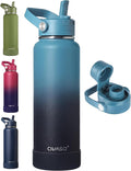 CIVAGO 40 oz Insulated Stainless Steel Water Bottle with Detachable Straw, Large Metal Water Jug with Bucket Handle, Leakproof Sports Water Flask with Silicone Boot, Dishwasher Safe, Indigo Black